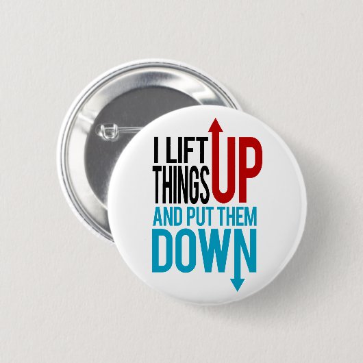 私はおもしろいな体育館のラットの上の事を持ち上げます 缶バッジ (正面&裏面)