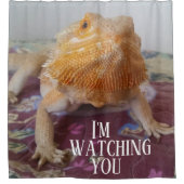 私はおもしろいな髭があるドラゴンの写真のデザイン見ています シャワーカーテン (正面)