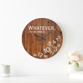 私はおもしろいウッド退職したリタイア素朴ルブラウン ラージ壁時計 (ホーム)