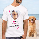 私はおもしろいガールフレンドの犬の写真が大好きカスタム Tシャツ<br><div class="desc">本当は誰が好きなの？彼女か犬か！この与えおもしろい犬の恋人のシャツと一緒にのこのバレンタインのボーイフレンドに完璧な贈り物！犬の愛人、犬の母と犬のパパ!私は私のガールフレンドを愛する上のおもしろいひねり、このシャツの引用文"私は私のガールフレンドの犬を愛する…あなたの犬の写真でパーソナライズお気に入りのする。COPYRIGHT © 2020 Judy Burrows,  Black Dog Art - All Rights Reserved.ガールフレンドのドッグフォトパーソナライズされたTシャツが大好き</div>