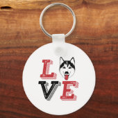 私はおもしろいシベリア・ハスキー大好き私の犬のハート キーホルダー (正面)