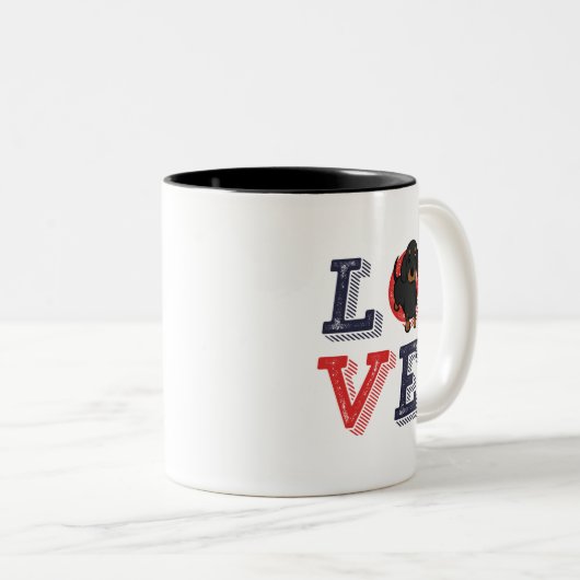 私はおもしろいダッシュント大好き私はハート私の犬の子犬の恋人 ツートーンマグカップ (正面右)