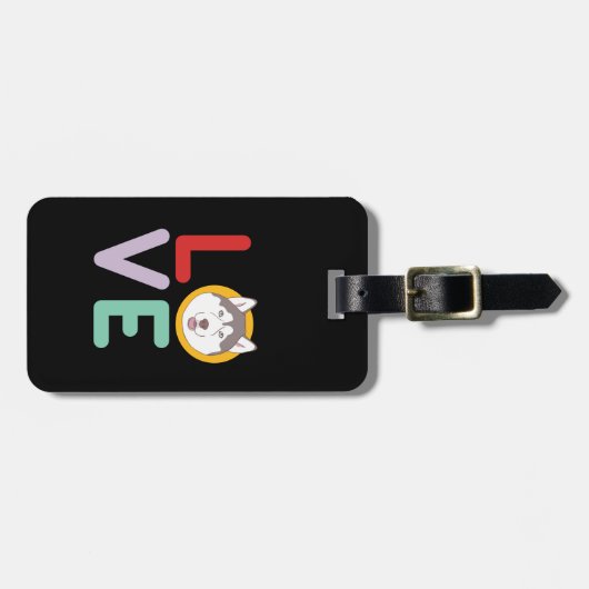 私はおもしろいハスキー私の犬の子犬の恋人ハート大好き ラゲッジタグ (正面横)