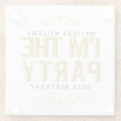 私はおもしろいパーティーの金ゴールドグリッターハッピーバースデー ガラスコースター (裏面)