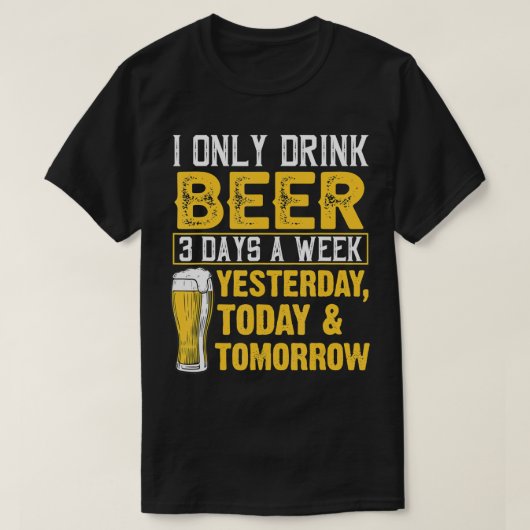 私はおもしろいビールを飲む3週日ドリンカーフー Tシャツ (デザイン正面)