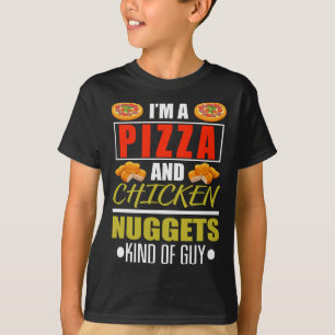 私はおもしろいピザとチキンナゲットチキンヌッグだ Tシャツ