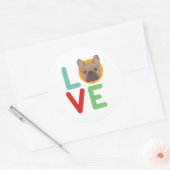 私はおもしろいブルドッグが大好きフランスの私の犬の恋人のハート ラウンドシール (封筒)