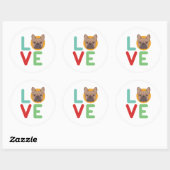 私はおもしろいブルドッグが大好きフランスの私の犬の恋人のハート ラウンドシール (シート)