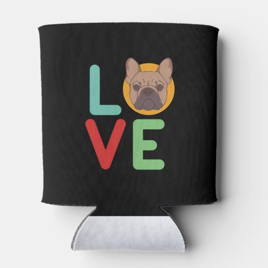 私はおもしろいブルドッグが大好きフランスの私の犬の恋人のハート 缶クーラー (裏面)