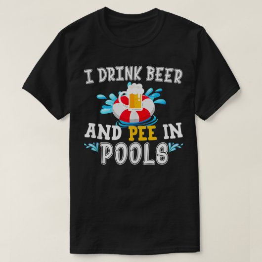私はおもしろいプールでビールとパイを飲む父の日のギ Tシャツ (デザイン正面)