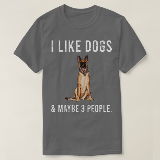 私はおもしろいベルギーのマリノイ犬と3匹のフンが好きだ Tシャツ (デザイン正面)