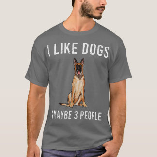 私はおもしろいベルギーのマリノイ犬と3匹のフンが好きだ Tシャツ
