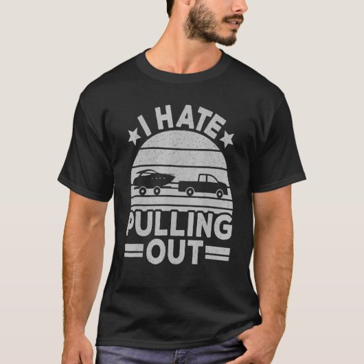 私はおもしろいボートレトロボートキャプタイを引き出すのが嫌い Tシャツ (正面)