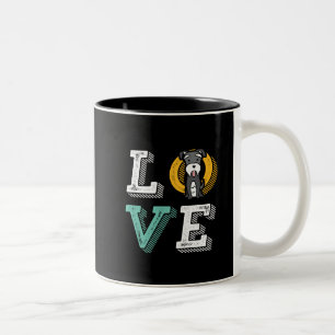 私はおもしろいミニチュアシュナウザーIハート犬愛好家が大好き ツートーンマグカップ