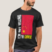 私はおもしろい中国旗だ叫んでい中国のない Tシャツ (正面)