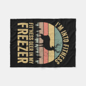 私はおもしろい冷凍庫でフィットネスフィットネス鹿に夢中だ フリースブランケット (正面(横))