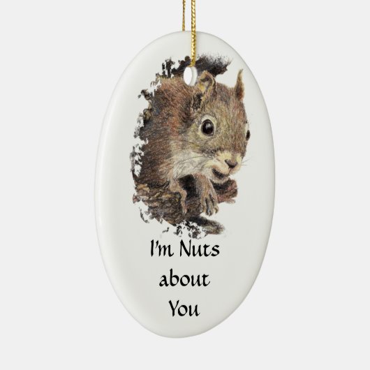 私はおもしろい君の大好き引用文かわいいリス セラミックオーナメント (右)