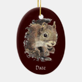 私はおもしろい君の大好き引用文かわいいリス セラミックオーナメント (裏面)
