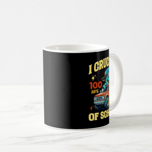 私はおもしろい学校の恐竜トラックの100日をつぶした コーヒーマグカップ (正面右)