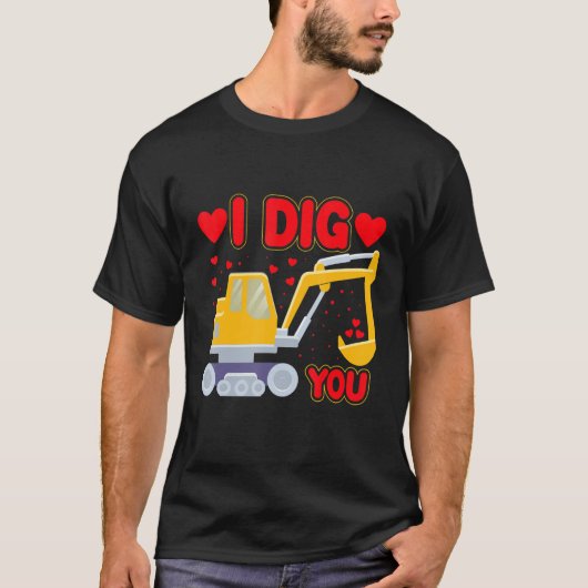 私はおもしろい掘る建築トラックバレンタインExc Tシャツ (正面)