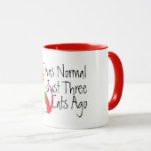 私はおもしろい普通の3匹の猫が大好きで、母さんは猫が好きだった マグカップ (正面右)
