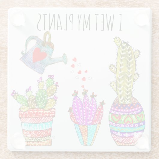 私はおもしろい植物のキャッティガラスのコースターを濡らした ガラスコースター (裏面)