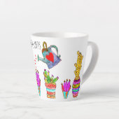 私はおもしろい植物のサボテンを濡らした カフェラテマグ (右アングル)