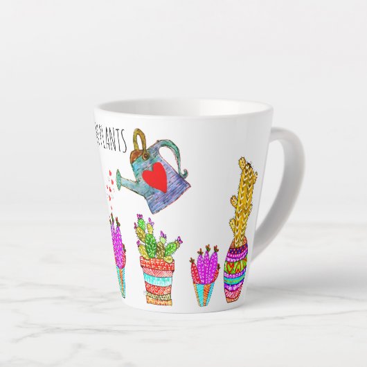 私はおもしろい植物のサボテンを濡らした カフェラテマグ (右アングル)