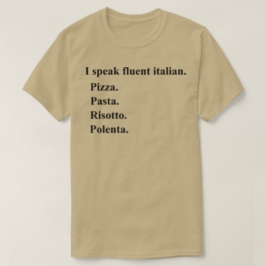 私はおもしろい流話流な食べイタリアン物好きピザ過去 Tシャツ (デザイン正面)