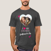 私はおもしろい私のガールフレンド犬の恋人のハート写真が大好き Tシャツ (正面)