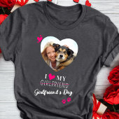 私はおもしろい私のガールフレンド犬の恋人のハート写真が大好き Tシャツ