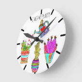 私はおもしろい私の植物のサボテンの丸い時計を濡らした ラウンド壁時計 (傾斜)