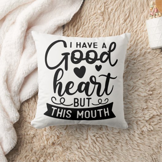 私はおもしろい良いハートを持っているが、この口 クッション (ブランケット)