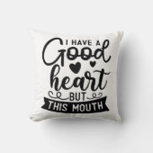 私はおもしろい良いハートを持っているが、この口 クッション (正面)