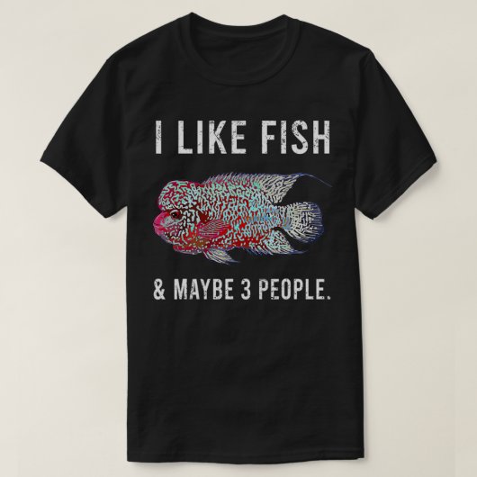 私はおもしろい花角の魚蓋魚と多分3が好き Tシャツ (デザイン正面)