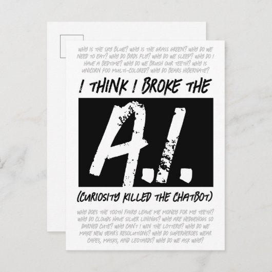 私はおもしろいAI考えを壊した… ポストカード (正面/裏面)