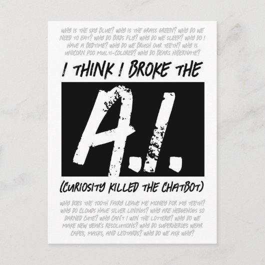 私はおもしろいAI考えを壊した… ポストカード (正面)