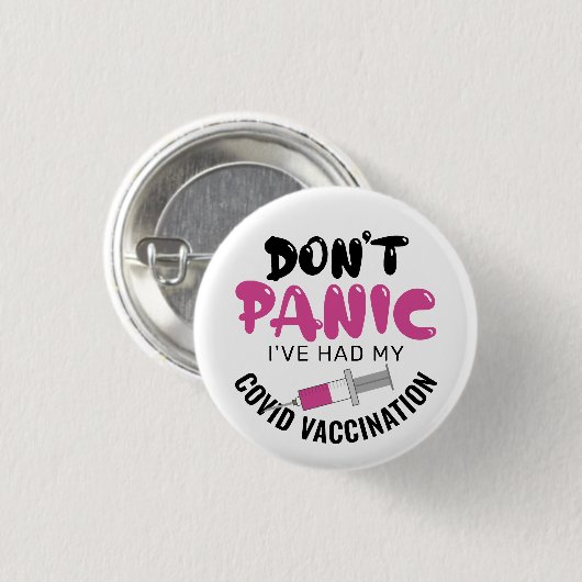 私はおもしろいCovidのワクチン接種を受けた 缶バッジ (正面&裏面)