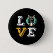 私はおもしろいMin Pin大好きハート私の犬の子犬の恋人 缶バッジ (正面)