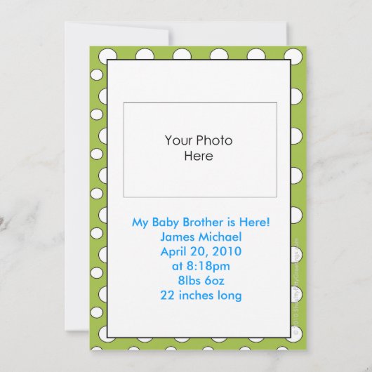 私はお兄ちゃんの男の赤ちゃん発表 案内状 (裏面)