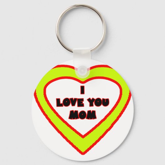 私はお母さんの黄色いハート博物館のZazzleのギフト愛します キーホルダー (正面)