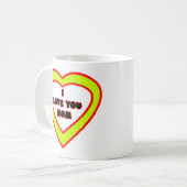 私はお母さんの黄色いハート博物館のZazzleのギフト愛します コーヒーマグカップ (正面左)