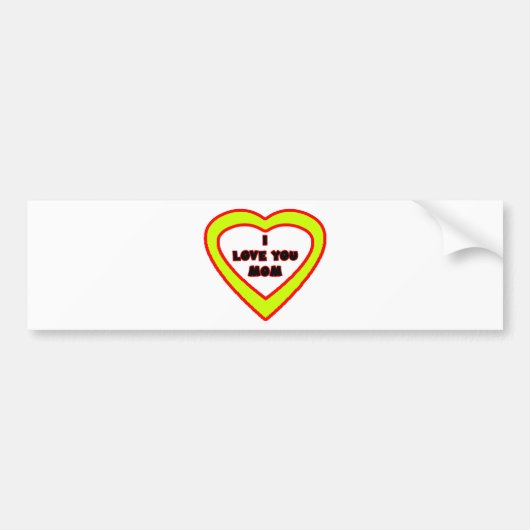 私はお母さんの黄色いハート博物館のZazzleのギフト愛します バンパーステッカー (正面)