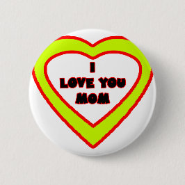 私はお母さんの黄色いハート博物館のZazzleのギフト愛します 缶バッジ