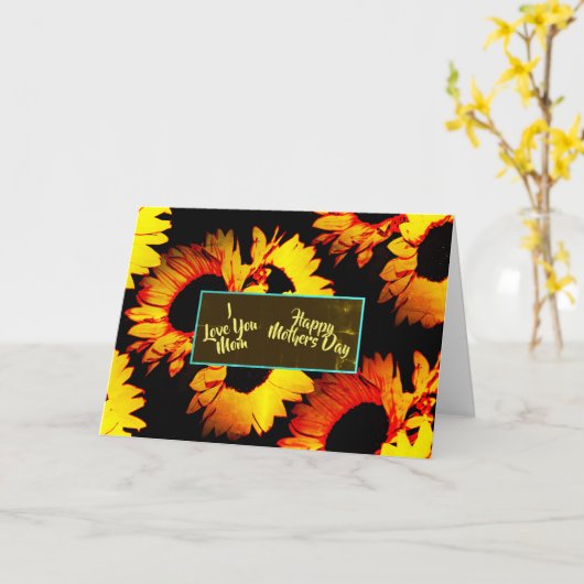 私はお母さん、幸せな母の日のヒマワリ愛します カード (黄色い花)