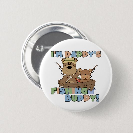 私はお父さんの魚釣りの相棒のTシャツおよびギフトです 缶バッジ (正面&裏面)