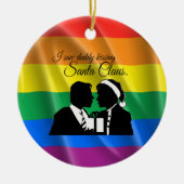私はお父さんをサンタクロース- .PNG --に接吻することを見ました セラミックオーナメント (正面)