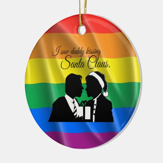 私はお父さんをサンタクロース- .PNG --に接吻することを見ました セラミックオーナメント (左)