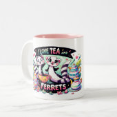 私はお茶とフェレットが大好き ツートーンマグカップ (正面左)