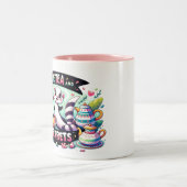 私はお茶とフェレットが大好き ツートーンマグカップ (中央)